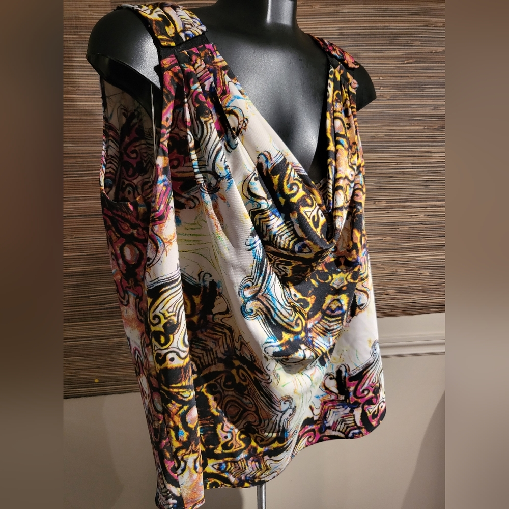 Super fun Rachel Roy graffiti look sleeveless